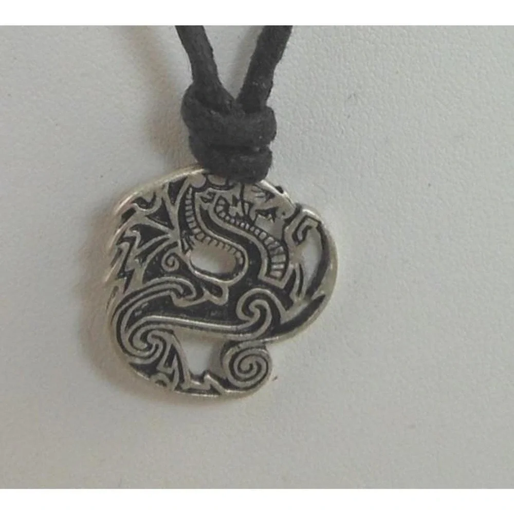 Vintage 1990's Rare New Celtic Vision Sacred Symbols Dragon Necklace Pendant